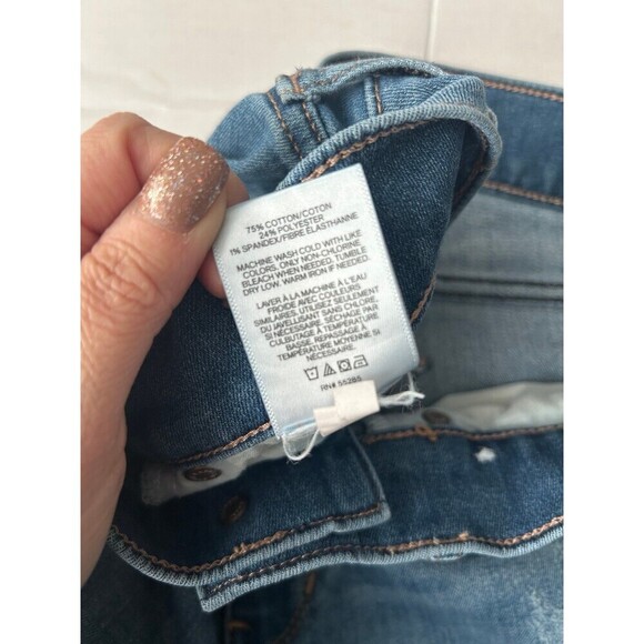 Express Jeans Womens 8R Barely Boot Mid Rise Distressed Blue Denim Stretch - Picture 4 of 8